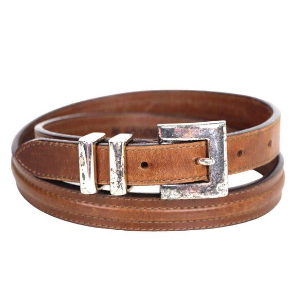VTG Brighton BROWN GENUINE LEATHER 7/8"Wd DRESS CASUAL WOMEN'S BELT Sz M (73M - Picture 1 of 12